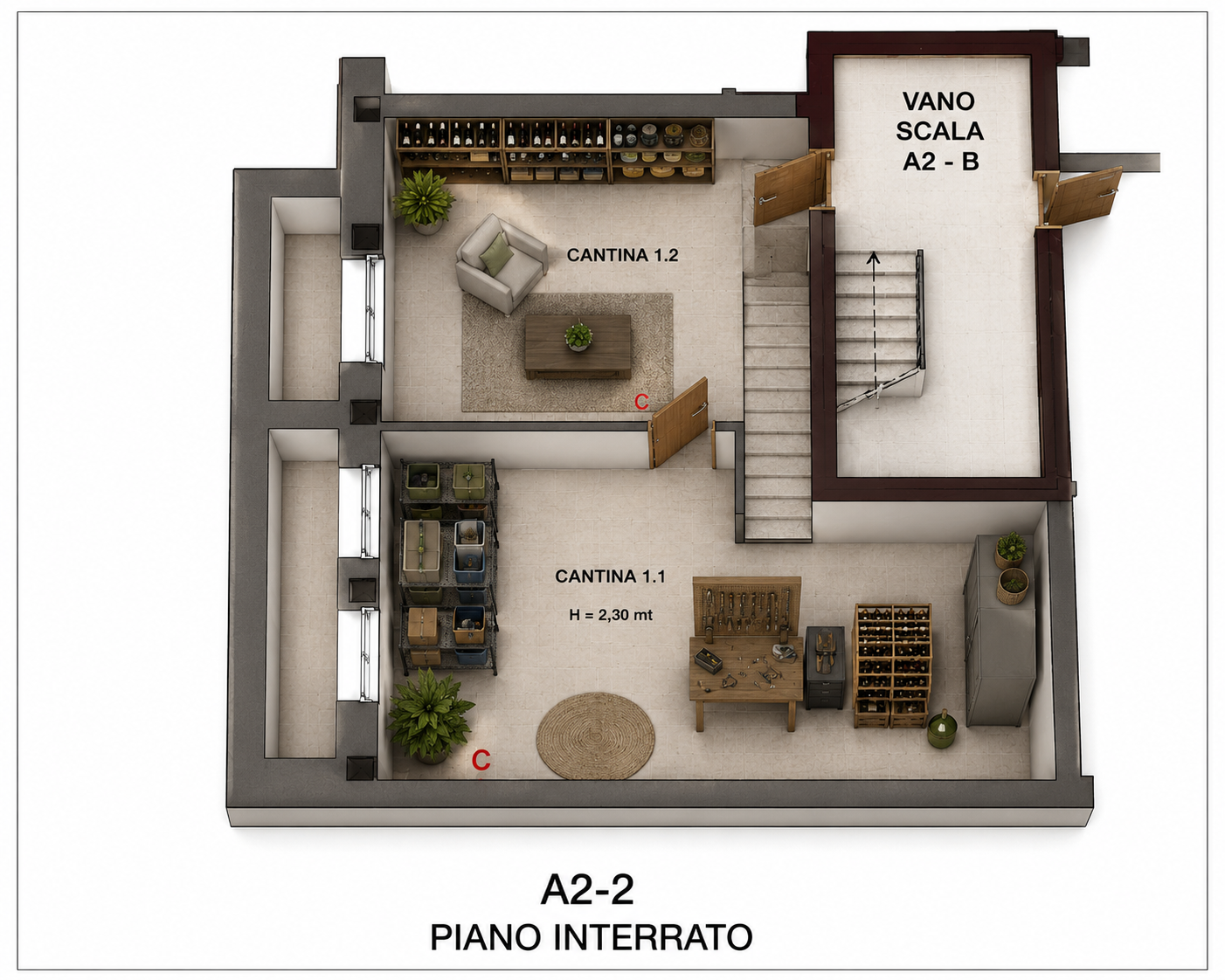 Planimetria A2-2 · Piano interrato