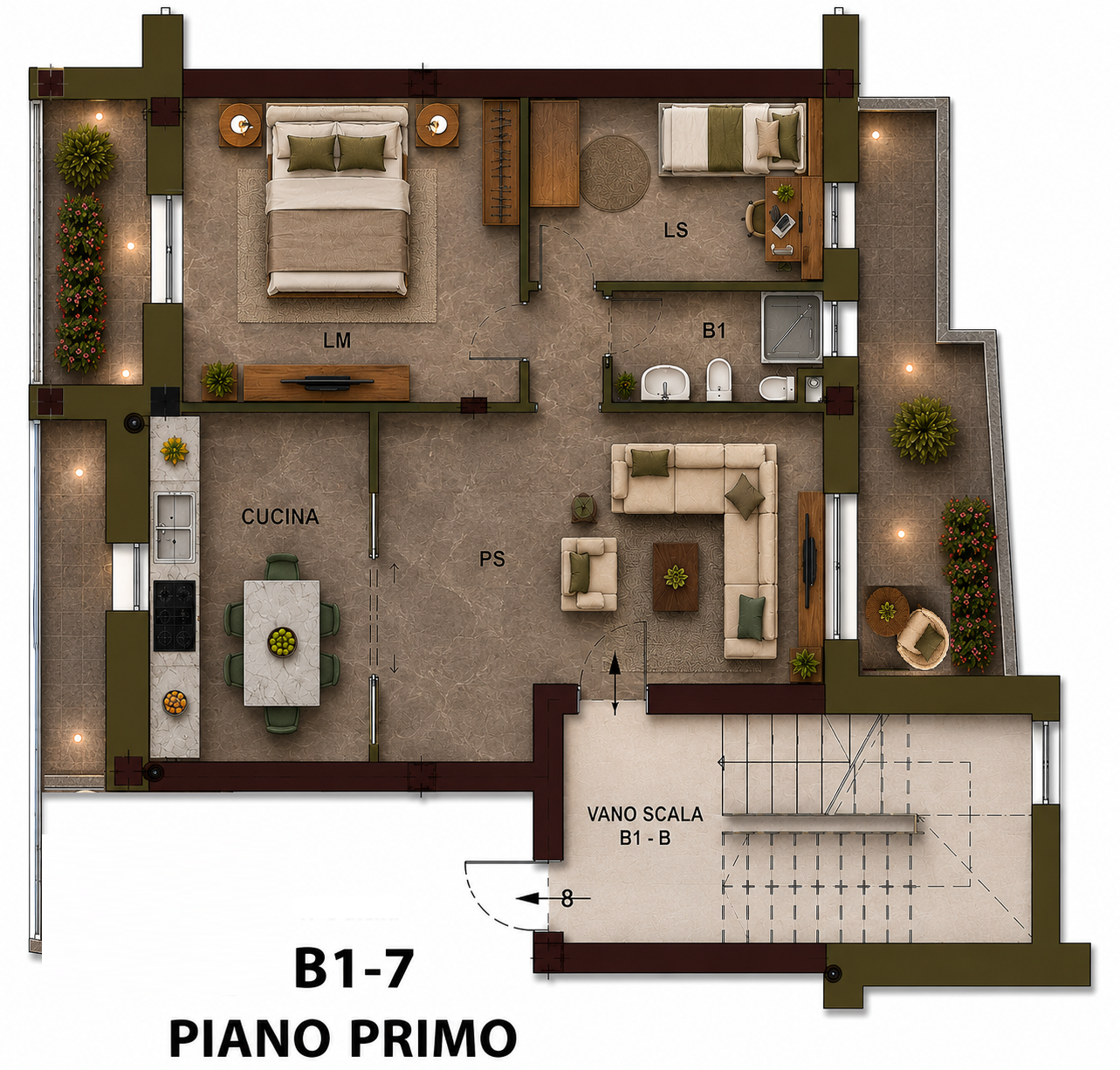 Planimetria B1-7 · Piano primo